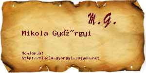 Mikola Györgyi névjegykártya