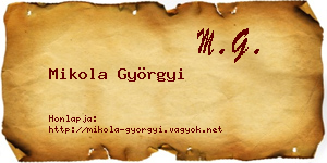 Mikola Györgyi névjegykártya